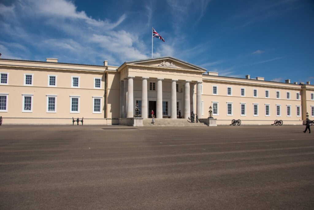 Officer Cadets at the Royal Military Academy Sandhurst take part in the Sovereigns Parade prior to being commissioned.